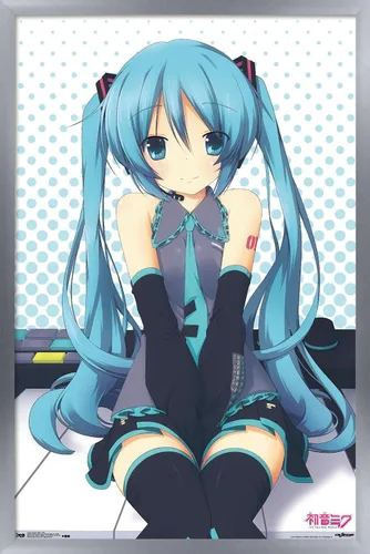 Miniatura 13 de Trends International Hatsune Miku - Póster de pared de llaves, 14.725 x 22.375 pulgadas, versión enmarcada de madera de granero
