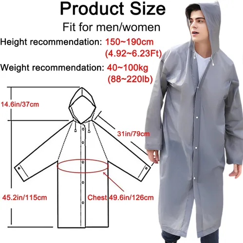 Miniatura 31 de Cosowe Ponchos de lluvia reutilizables para adultos, 2 piezas impermeables de emergencia para mujeres y hombres con capucha y cordón