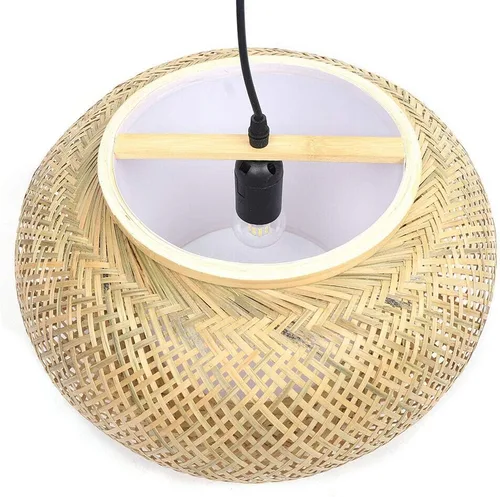 Miniatura 7 de Lámpara colgante de bambú tejida hecha a mano, ratán antiguo, lámpara colgante de techo de madera natural con cable ajustable para sala de estar
