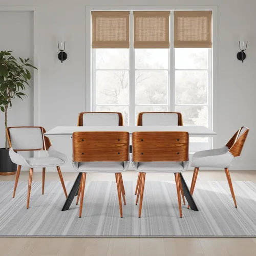 Miniatura 11 de Armen Living Silla de comedor Panda en tela gris y acabado de madera de nogal, 25 pulgadas de profundidad x 20 pulgadas de ancho x 31 pulgadas