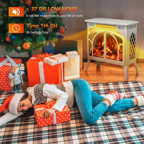 Miniatura 5 de R.W.FLAME Calentador de Chimenea Eléctrico de 25" con Control Remoto, Estilo Catedral, Diferentes Efectos de Llama y Colores de Juego de Troncos