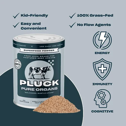 Miniatura 4 de Pluck Polvo de órganos de carne pura 100% hígado, riñón, bazo, corazón y páncreas de carne de res pasturada 100% alimentada con pasto