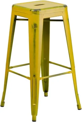 Miniatura 33 de Flash Furniture Lily - Juego de 4 taburetes de bar de metal rojo sin respaldo de 30 pulgadas de alto grado comercial para interiores y exteriores