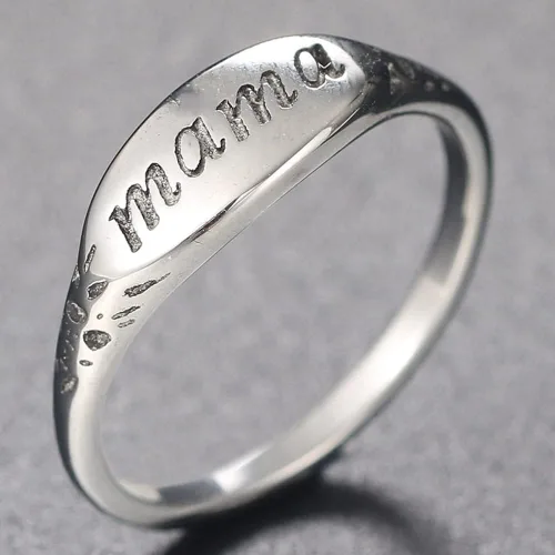 Miniatura 2 de Jude Jewelers Anillo de acero inoxidable para mamá, mamá, día de la madre, cumpleaños, Navidad, boda, vacaciones, Metal no precioso., Zirconia cúbica
