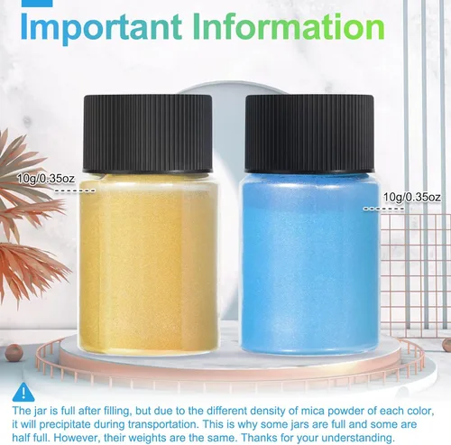 Miniatura 4 de CHANGTIKEJI Polvo de Mica, 24 Colores - 10g/Botella de Polvo de Pigmento Natural para Resina Epoxy, Fabricación de Jabón, Velas, Brillo de Labios