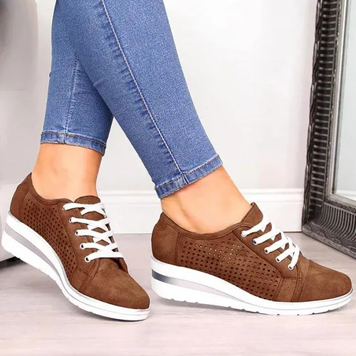 Miniatura 2 de Tenis de moda de plataforma para mujer, estilo casual, con parte inferior gruesa, tacones altos, caña baja, zapatos de lona para patineta, punta