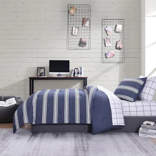 Miniatura 7 de Nautica - Juego de edredón Twin/Twin XL, ropa de cama de algodón reversible con funda a juego, peso medio para uso durante todo el año, artículos
