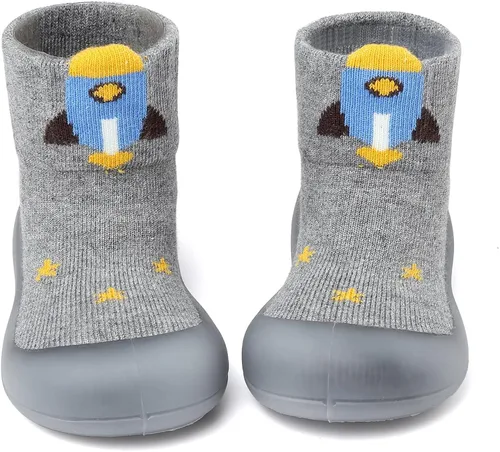 Zapatos de calcetín para bebé, suela de goma suave, antideslizante, para interiores, para bebés, niños y niñas, zapatos de entrenamiento para