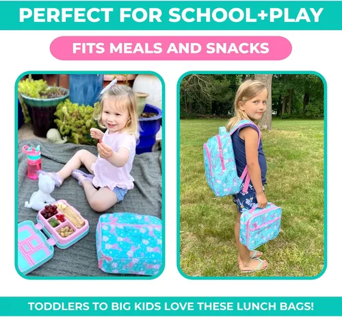Miniatura 5 de kinsho Lonchera con bolsa de hielo para niñas y niños, bolsa aislada para guardería preescolar, cajas de contenedores para aperitivos y almuerzos