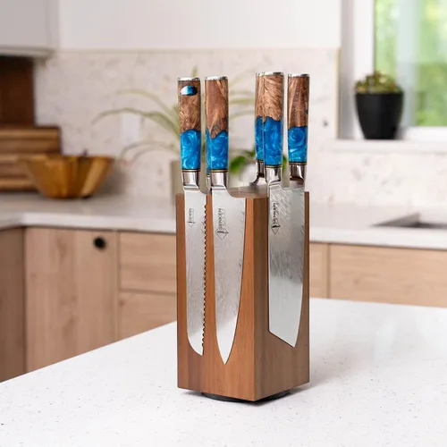 Miniatura 2 de SENKEN - Bloque magnético giratorio para cuchillos sin cuchillos, madera dura de acacia natural, rotación de 360 grados, imanes de neodimio ultra