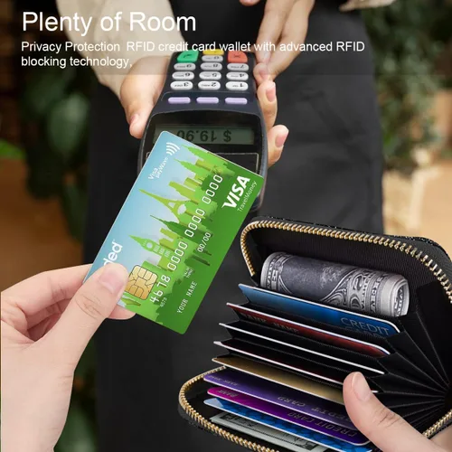 Miniatura 4 de Billetera pequeña para tarjetas de crédito RFID con purpurina linda para mujer