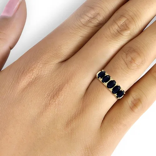 Miniatura 3 de JEWELEXCESS Anillo de zafiro de 3.30 CTW en oro de 14 quilates sobre plata