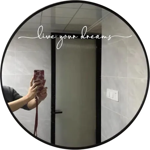 Miniatura 6 de Calcomanía de espejo "Live Your Dream", calcomanía de vinilo negro con cita inspiradora, arte de pared motivacional para dormitorio, habitación