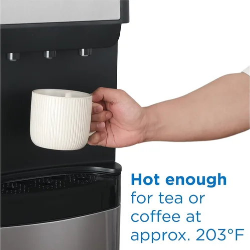 Miniatura 6 de Commercial Cool Dispensador de agua de carga inferior, para botellas de agua de 3 o 5 galones, color negro con puerta y borde de acero inoxidable