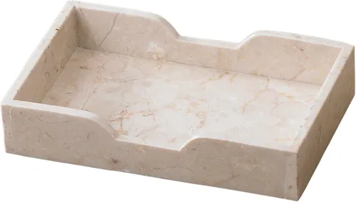 Miniatura 10 de Lujosa bandeja de tocador de mármol natural tallada a mano, organizador elegante y resistente para baño, dormitorio, maquillaje, encimeras, beige