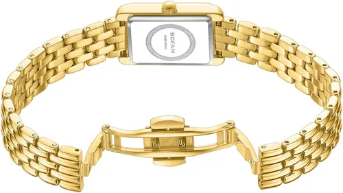 Miniatura 3 de BOFAN Relojes dorados para mujer con pulsera vintage, caja rectangular, esfera romana, herramienta de ajuste incluida, resistente al agua