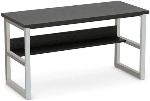 Miniatura 4 de Escritorio para computadora de oficina en casa con estantería, escritorio de madera de 43 pulgadas con estantes de almacenamiento, mesa moderna
