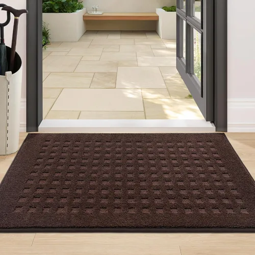 Miniatura 28 de BEQHAUSE Tapetes para puerta de 20 x 32 pulgadas, tapete antideslizante de punto gofre, de perfil bajo, resistente a la suciedad y absorbente, Beige