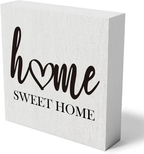 mmiishe Letrero decorativo de madera para la familia, decoración de la sala de estar, decoración rústica de casa de campo, para estante de 5 x 5