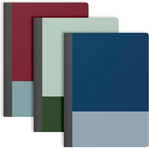 PAPERAGE Paquete de 3 cuadernos de composición tipo diario, 140 páginas, 3 cubiertas decorativas únicas con papel rayado universitario, (bloque de