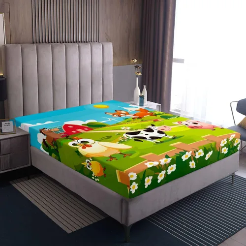 Miniatura 7 de Feelyou Juego de sábanas bajeras de animales de dibujos animados para niños, tamaño individual para niños y niñas, juego de sábanas Happy Farm