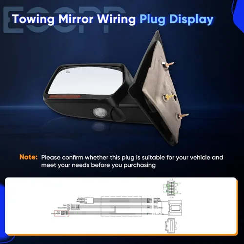 Miniatura 8 de ECCPP Luces de charco de señal de giro con calefacción eléctrica, repuesto para espejo lateral del conductor, ajuste 2007-2014 para Ford