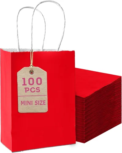 Miniatura 10 de Bakepacker 100 Piezas Bolsas de Regalo de Papel Mini Amarillo Brillante con Asas 6"x4.5"x2.5" Bolsas de Favor de Fiesta Múltiples Usos (Tamaño Mini)