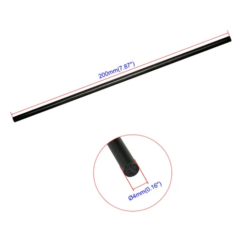 Miniatura 2 de Varilla de fibra de carbono de 0.157 in de diámetro, barra esmerilada sólida de 7.874 in, utilizada para cometa, aviones de control remoto, marco