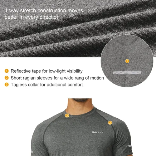Miniatura 3 de BALEAF Camiseta de manga corta de secado rápido para hombre
