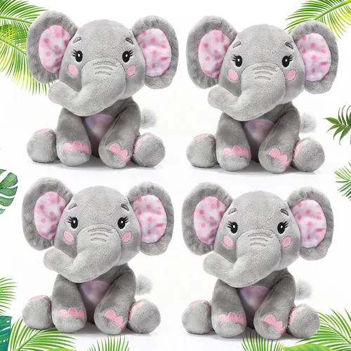 Miniatura 7 de Libima 4 piezas de animales de peluche de elefante pequeño a granel de 6 pulgadas, lindos animales de peluche suaves para niños y niñas, bebés, Azul