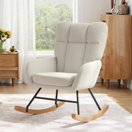 Miniatura 8 de Silla Mecedora para Guardería, Sillas Mecedoras Teddy para Bebé de Guardería, Silla de Lactancia Moderna para Amamantar, Mecedora de Guardería