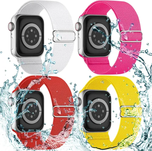 Miniatura 29 de Paquete de 4 correas elásticas Solo Loop compatibles con Apple Watch de 1.496 pulgadas, 1.575 pulgadas, 1.614 pulgadas, 1.654 pulgadas, 1.732