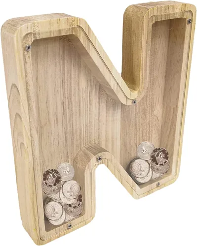 Miniatura 14 de FixtureDisplays® Alcancía de madera para gatos, alcancía de ahorro para niños, bonita moneda de recuerdo para niños y niñas, es un regalo único