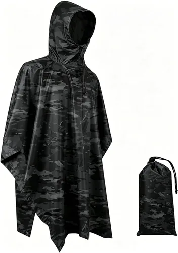 Miniatura 5 de Poncho de lluvia de camuflaje, abrigo impermeable multiusos