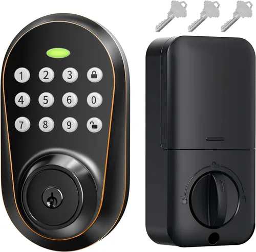 Miniatura 9 de Cerradura de puerta de entrada sin llave, cerradura inteligente con teclado para puerta delantera, código de teclado electrónico con bloqueo