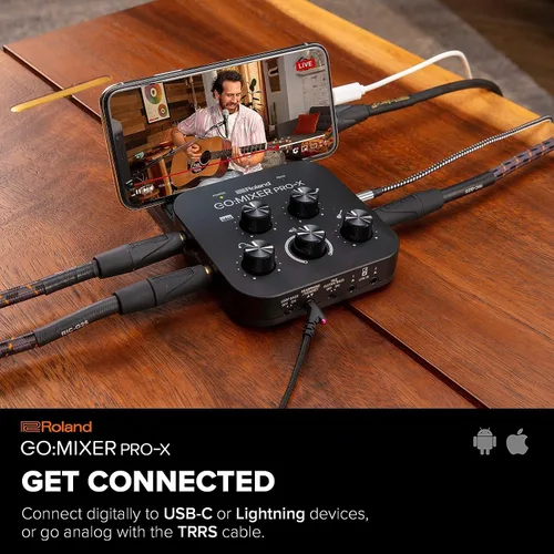 Miniatura 6 de Roland GO:MIXER PRO-X Mezclador de audio para teléfonos inteligentes Conecta y mezcla hasta 7 fuentes de audio Añade audio de calidad de estudio