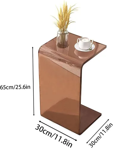 Miniatura 3 de Mesa C de acrílico para sofá, mesa auxiliar multiusos en forma de C de 25.6 pulgadas, mesa auxiliar de acrílico transparente, moderna mesa auxiliar