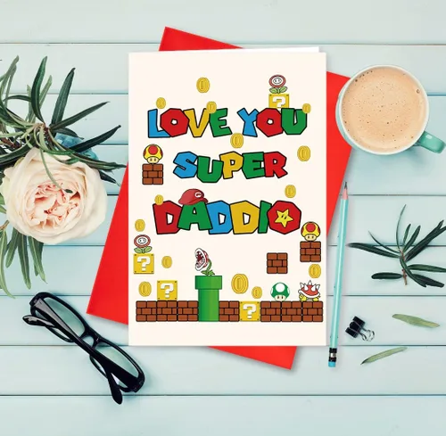 Miniatura 8 de Divertida tarjeta del día del padre con sobre, tarjeta de Super Daddio para papá, papá, abuelo, tarjeta de felicitación del día del padre de hijo