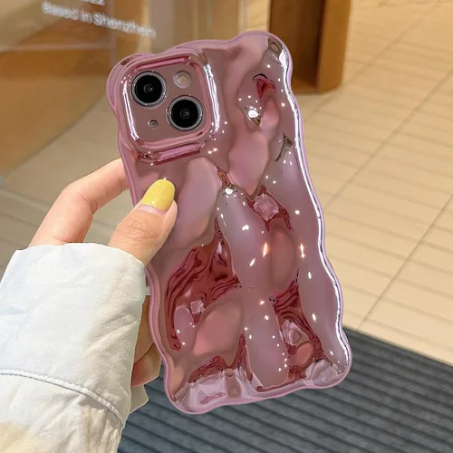 Miniatura 98 de XIZYO Funda para iPhone 13 de 6.1 pulgadas, bonito patrón de ondas, estético, 3D, rizado, ondulado, chapado en purpurina, para mujeres y niñas, Azul