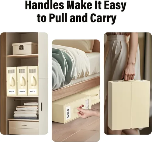 Miniatura 2 de Organizador plegable de ropa de cama, contenedores de almacenamiento de tela para sábanas, fundas de edredón y fundas de almohada, organizador