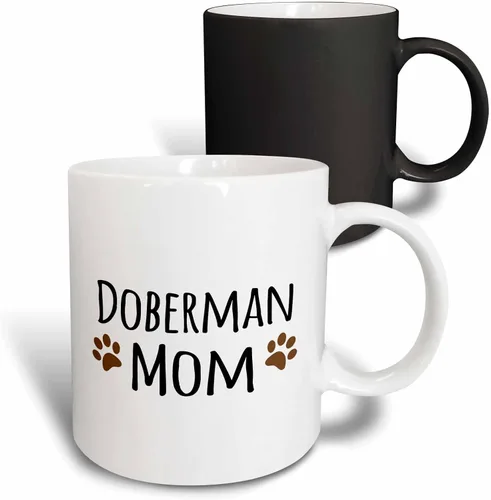 Miniatura 12 de 3dRose Doberman Pinscher Mom-Doggie by Breed-Brown Muddy Paw Prints - Taza de 11 onzas, color negro