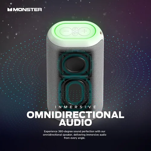 Miniatura 6 de Monster DNA Max - Altavoz Bluetooth portátil, altavoz portátil con sonido de 360 graves y almohadilla de carga inalámbrica certificada Qi de 10 W