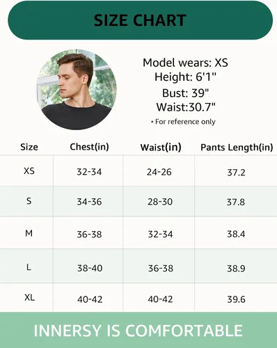 Miniatura 6 de INNERSY Conjunto de ropa interior térmica para hombre, ligero, capa base, pantalones largos para ejercicio de invierno