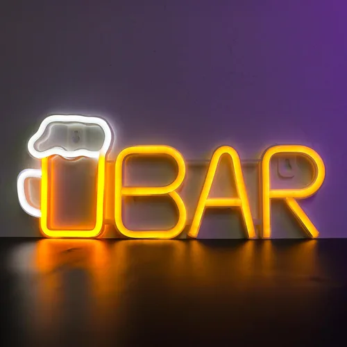 Miniatura 8 de ENUOLI Letrero de Neón de Bar, Luz de Neón de Cerveza LED para Bar, Letrero LED Alimentado por USB/Batería para Cueva de Hombre, Letrero de Neón