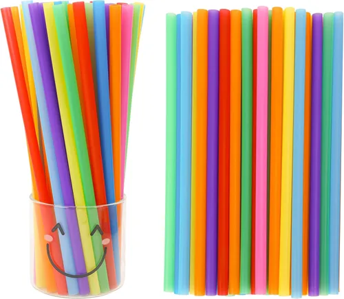 Miniatura 10 de Tomnk Paquete de 120 pajitas para batidos, pajitas de 10.3 pulgadas desechables, pajitas de plástico para batidos en varios colores brillantes