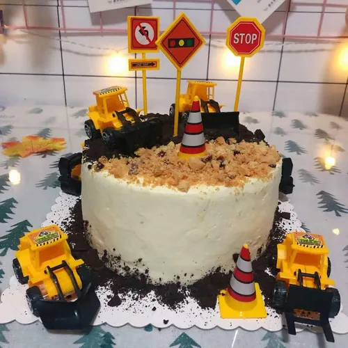 Miniatura 4 de Decoración para tartas de construcción, grúa grande, excavadora, tráfico, señales de tráfico, decoración de pasteles, suministros de fiesta