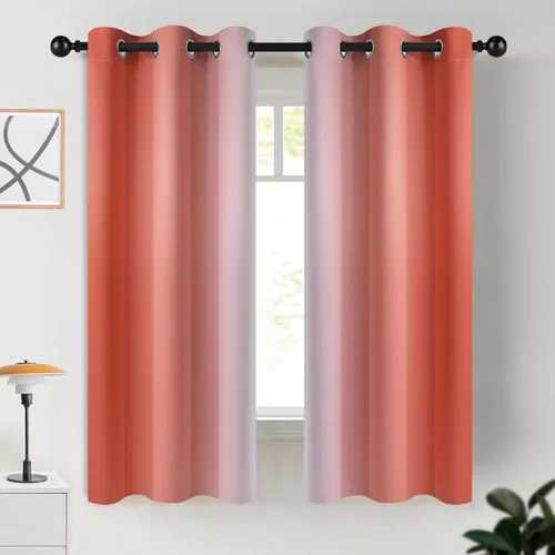 Miniatura 144 de COSVIYA Cortinas 100% Opacas Azul Degradado con Lazos Ajustables para Cocina Aislamiento Térmico Oscurecimiento de Habitación Cenefa con Bolsillo
