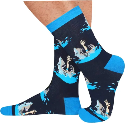Miniatura 5 de Regalos divertidos de tiburón para hombres, regalos de animales, calcetines de pie grande alienígena, regalos de Navidad, paquete de 4