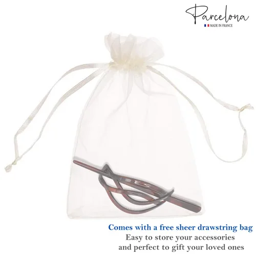 Miniatura 7 de Parcelona French Twist Tortoise Shell Brown Chignon Cola de caballo titular de pelo deslizante Pin Thru Hair Barrette con palo para mujeres y niñas