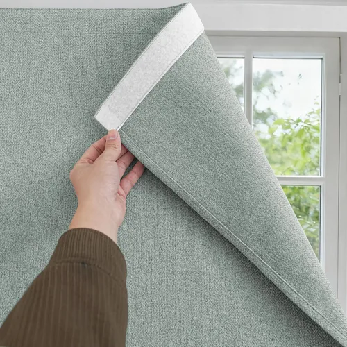 Miniatura 9 de Foxdecor Cortinas opacas adhesivas para dormitorio, sala de estar, 36 pulgadas de largo, sin taladro, aislamiento térmico y protección UV, cortinas